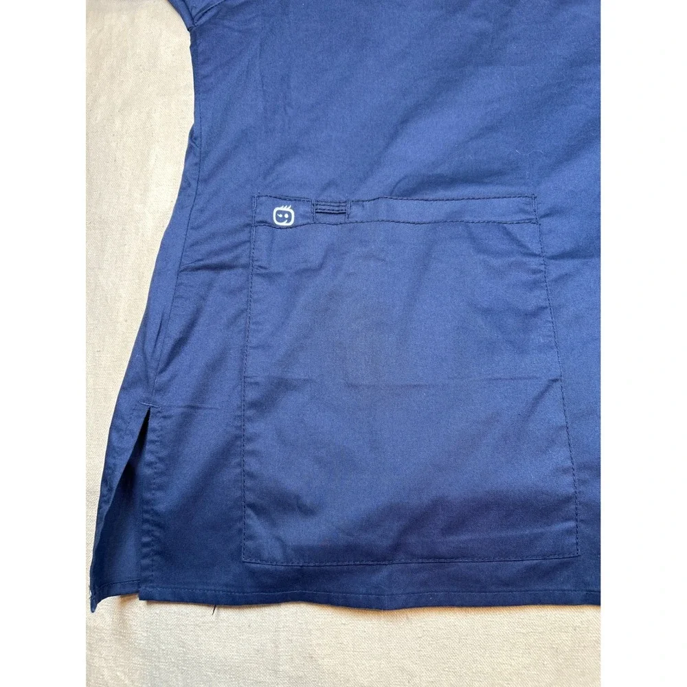 WonderWink WonderWork Womens 4XL Navy Blue V-Neck Scrub Top Style 101 Plus Size - Picture 3 of 8